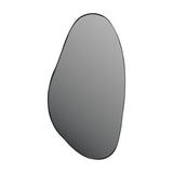 Libra Interiors Corrugated Asymmetric Wall Mirror in grey with an organic pebble-shaped glass panel set in a ribbed metal frame, shown on a white background.