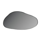 Libra Interiors grey pebble-shaped asymmetric wall mirror with a ribbed corrugated metal frame, shown in landscape orientation on a white background.