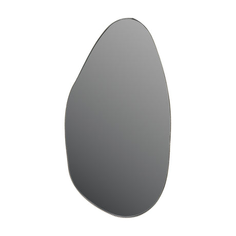 Libra Interiors Asymmetric Pebble Gilded Wall Mirror with an organic pebble silhouette and slim corrugated iron frame, shown on a plain white background.