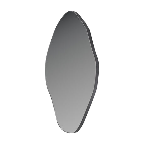Libra Interiors Corrugated Iron Organic Wall Mirror with a tall pebble-shaped silhouette and gilded oak effect ridged metal frame on a white background.