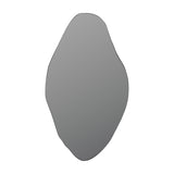 Libra Interiors Corrugated Iron Organic Wall Mirror with a tall pebble-like silhouette and clear reflective surface, shown against a plain white background.