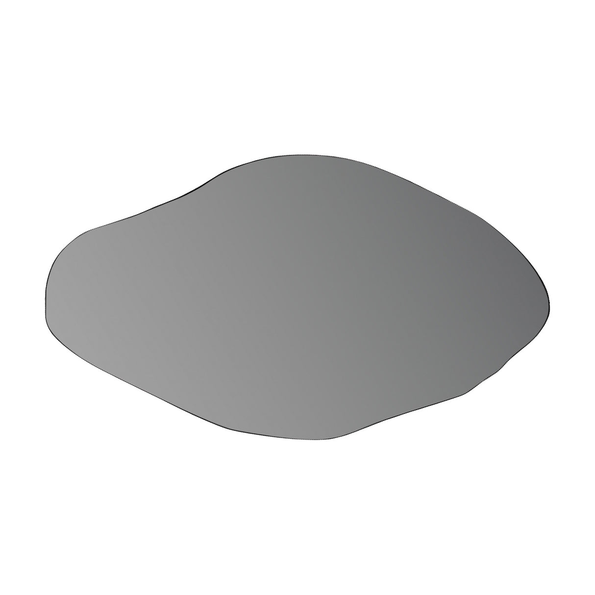 Libra Interiors Corrugated Iron Organic Wall Mirror shown landscape with a pebble-like silhouette and gilded oak effect frame on a white background.