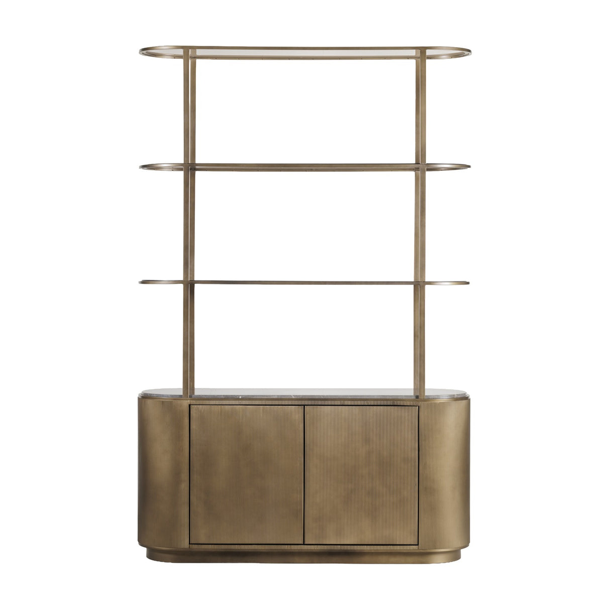 Marble Top Corrugated Metal Wall Shelf – Gold