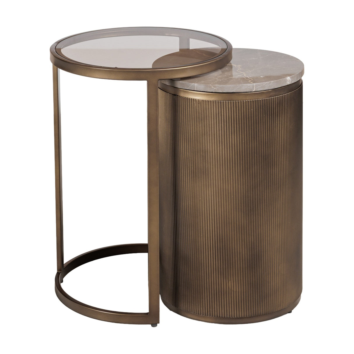 Marble & Glass Nesting Side Table – Gold