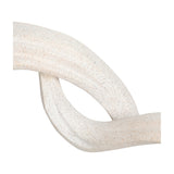 Close-up of the Libra Interiors Grainy Resin Abstract Heart Sculpture in white, showing its curved form and speckled, sandy stone-like texture.