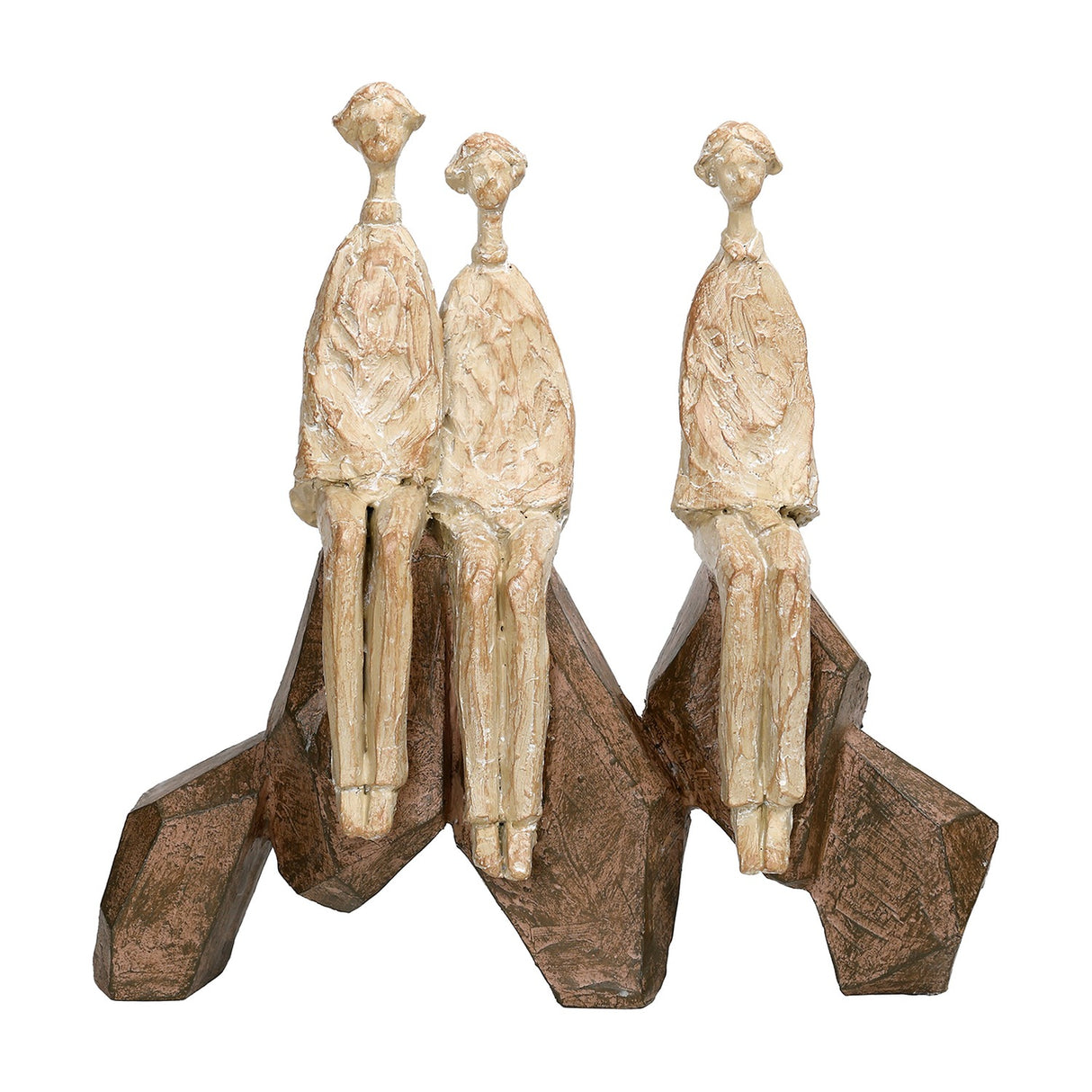 Carved Resin Family Group Sculpture – Brown