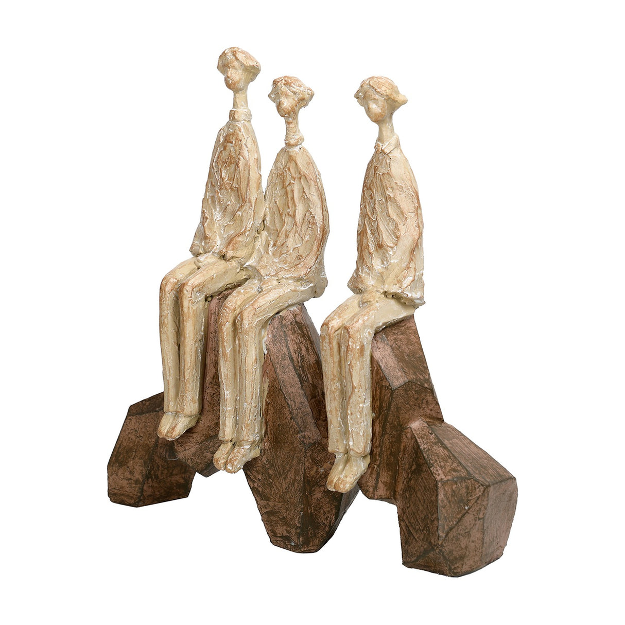 Carved Resin Family Group Sculpture – Brown