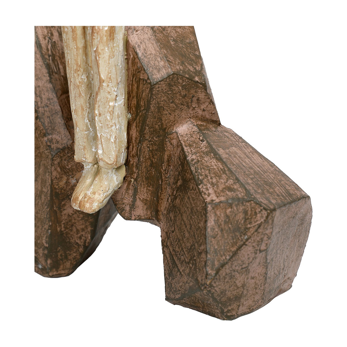 Carved Resin Family Group Sculpture – Brown
