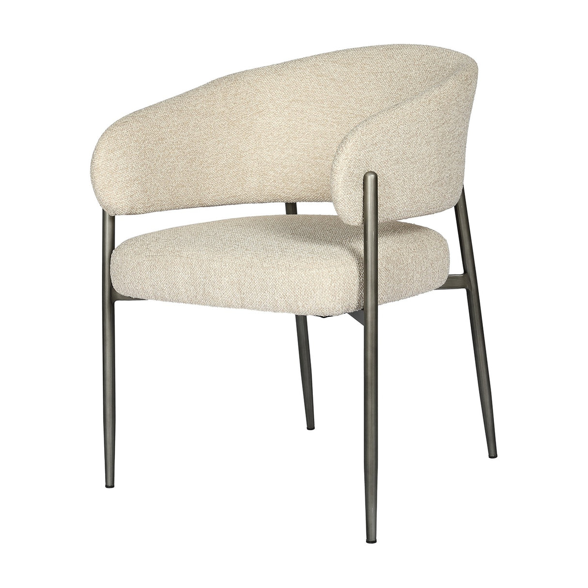 Boucle Curved-Back Dining Chair – Cream
