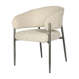 Boucle Curved-Back Dining Chair – Cream
