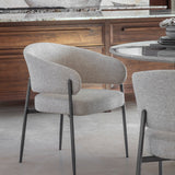 Boucle Curved-Back Dining Chair – Cream