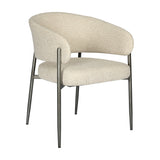 Boucle Curved-Back Dining Chair – Cream