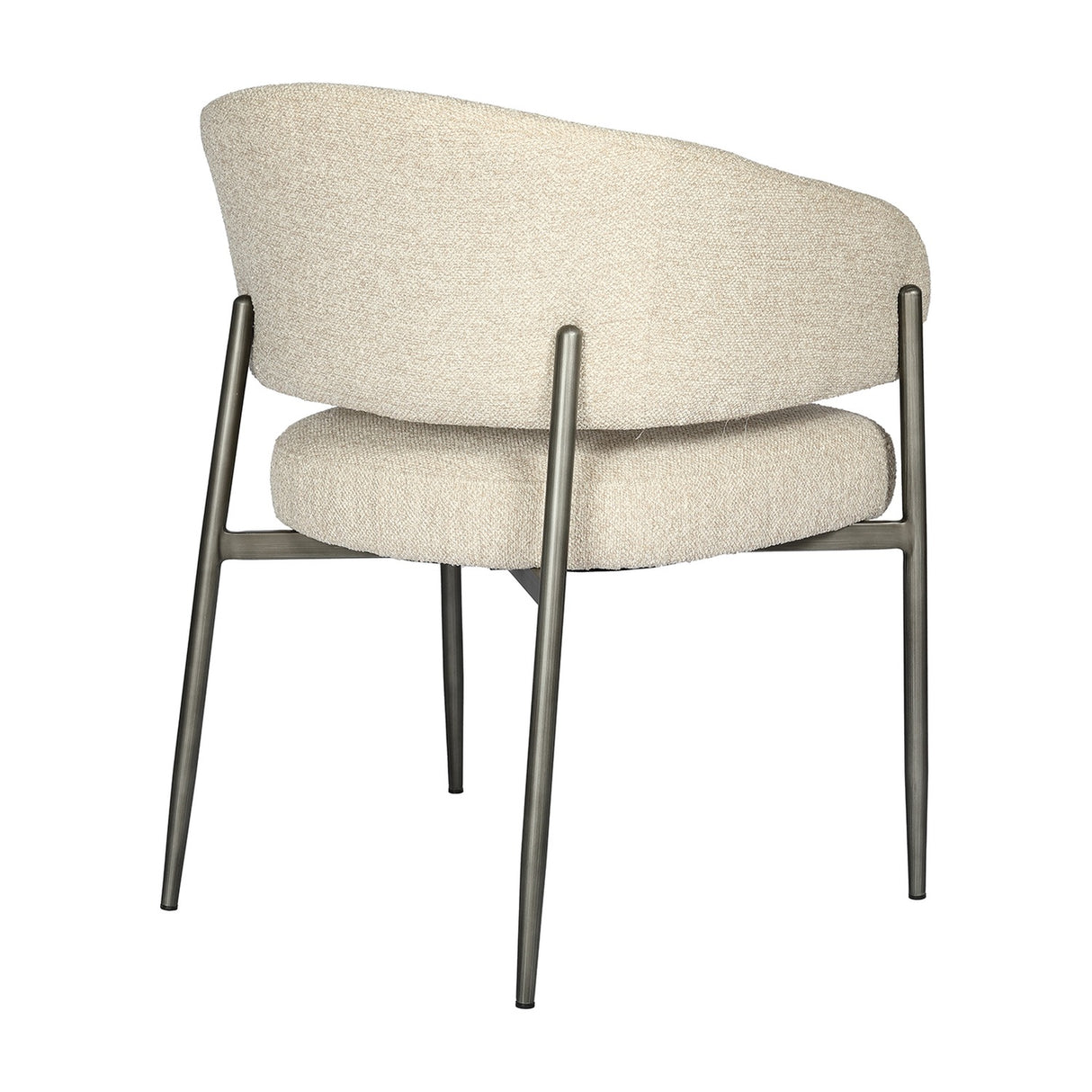 Boucle Curved-Back Dining Chair – Cream