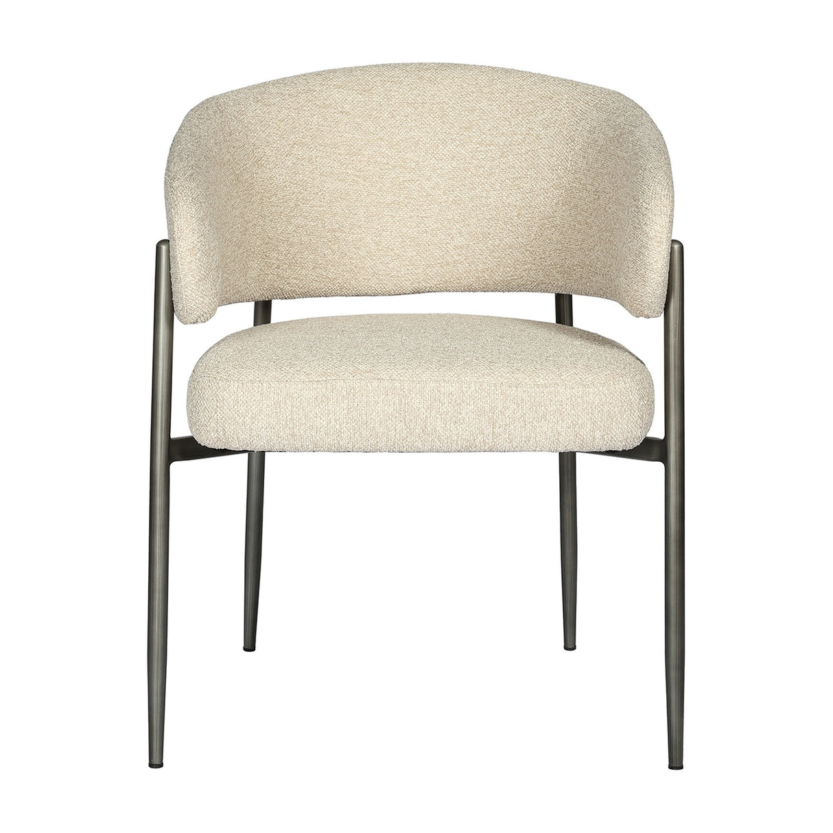 Boucle Curved-Back Dining Chair – Cream
