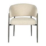 Boucle Curved-Back Dining Chair – Cream