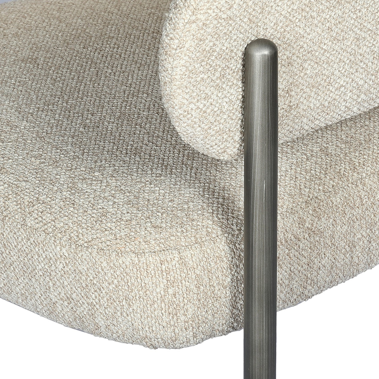 Boucle Curved-Back Dining Chair – Cream