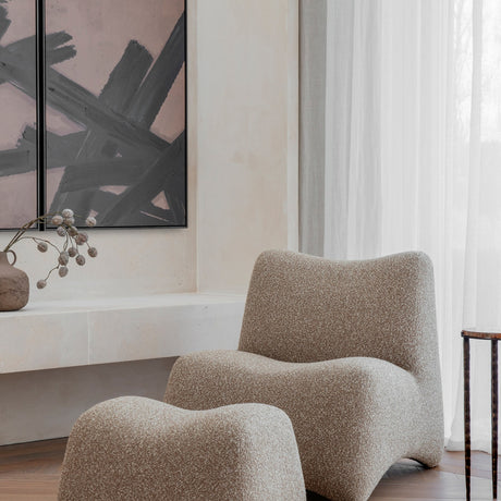 Boucle Curved Accent Armchair – Beige