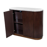 Marble Top Fluted Walnut Cabinet – Brown