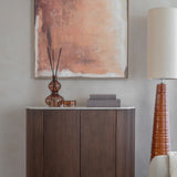 Marble Top Fluted Walnut Cabinet – Brown