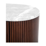 Marble Top Fluted Walnut Cabinet – Brown