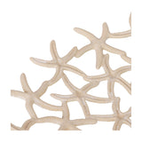Close-up of the Libra Interiors Starfish Openwork Shallow Bowl in beige, showing the cast aluminium interlocking starfish lattice with matt stonewash finish.