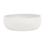 Libra Interiors Hammered Stonewash Aluminium Bowl in white with a low, rounded organic form and matt textured finish, shown on a plain background.