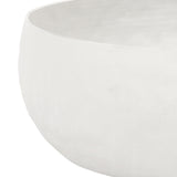 Close-up of Libra Interiors Hammered Stonewash Aluminium Bowl in white, showing the rounded form and matt stonewash finish against a plain background.