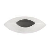 Libra Interiors Hammered White Stonewash Moon Vase in aluminium with an almond eye-shaped silhouette, matt textured exterior and dark grey interior opening.