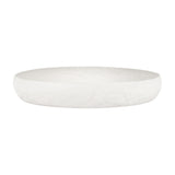 Libra Interiors Stonewash Hammered Round Bowl in white aluminium, a shallow decorative dish with matt textured finish, shown on a plain white background.