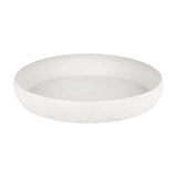 Libra Interiors Stonewash Hammered Round Bowl in white aluminium with a shallow form and undulating rim, shown on a plain background.