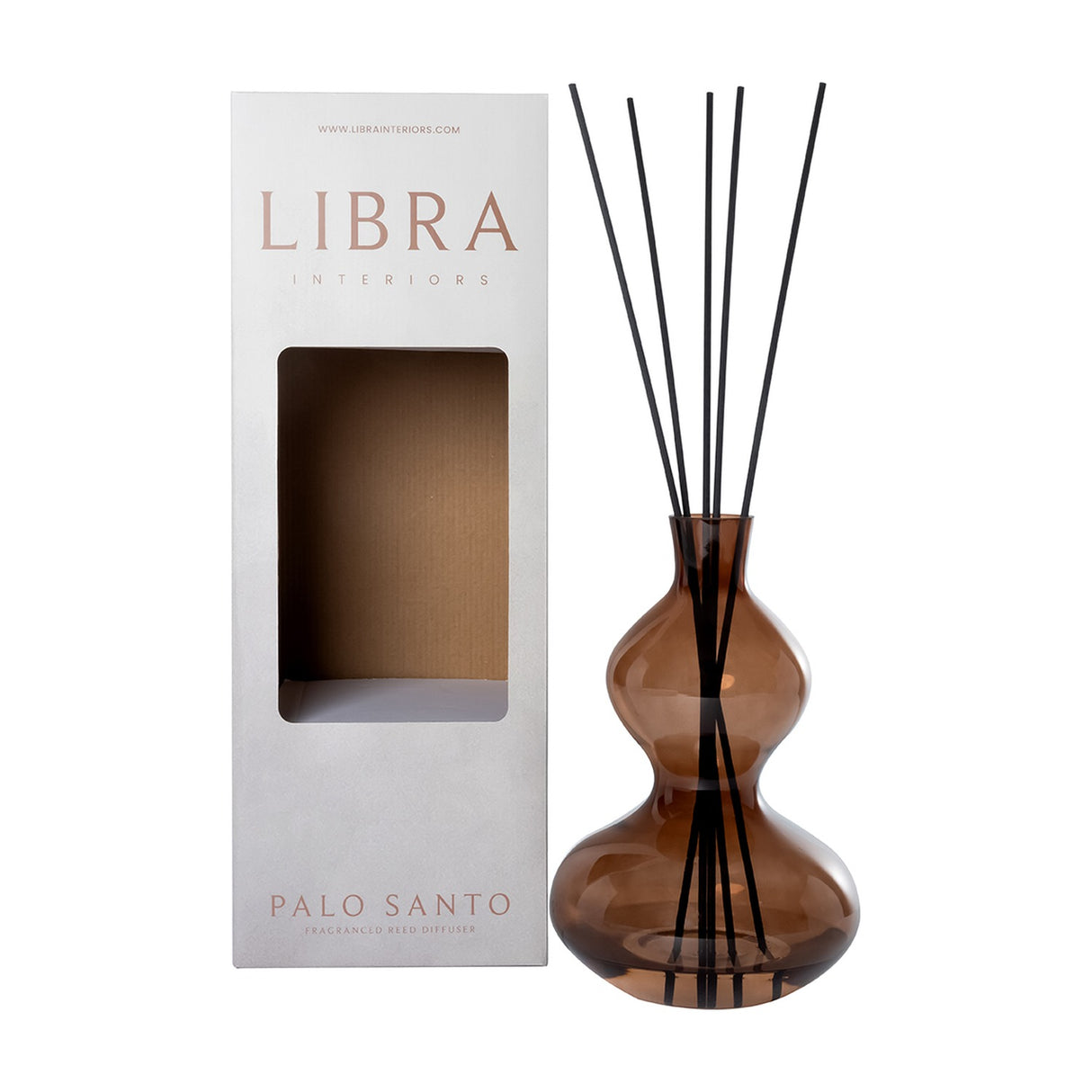 Curved Amber Glass 500ml Reed Diffuser – Brown