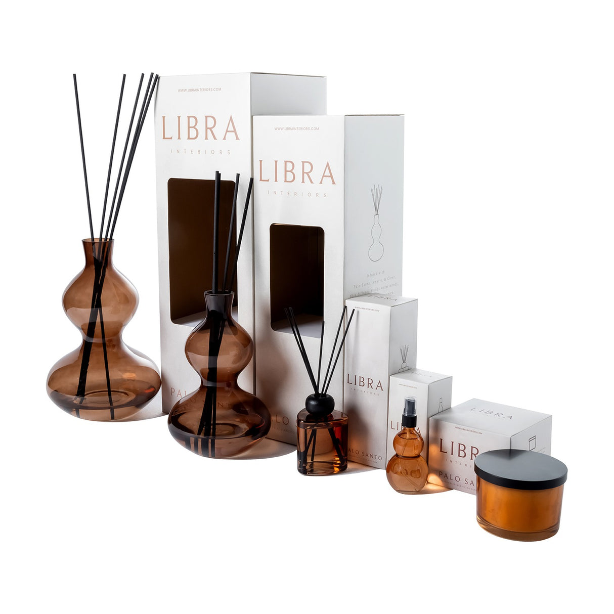 Curved Amber Glass 500ml Reed Diffuser – Brown