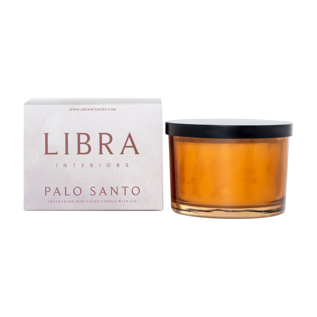 Amber Glass Palo Santo Scented Candle – Brown