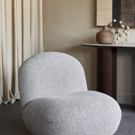 Curved Heathered Chenille Armchair – Grey