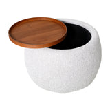 Chenille Storage Footstool Ottoman – Cream