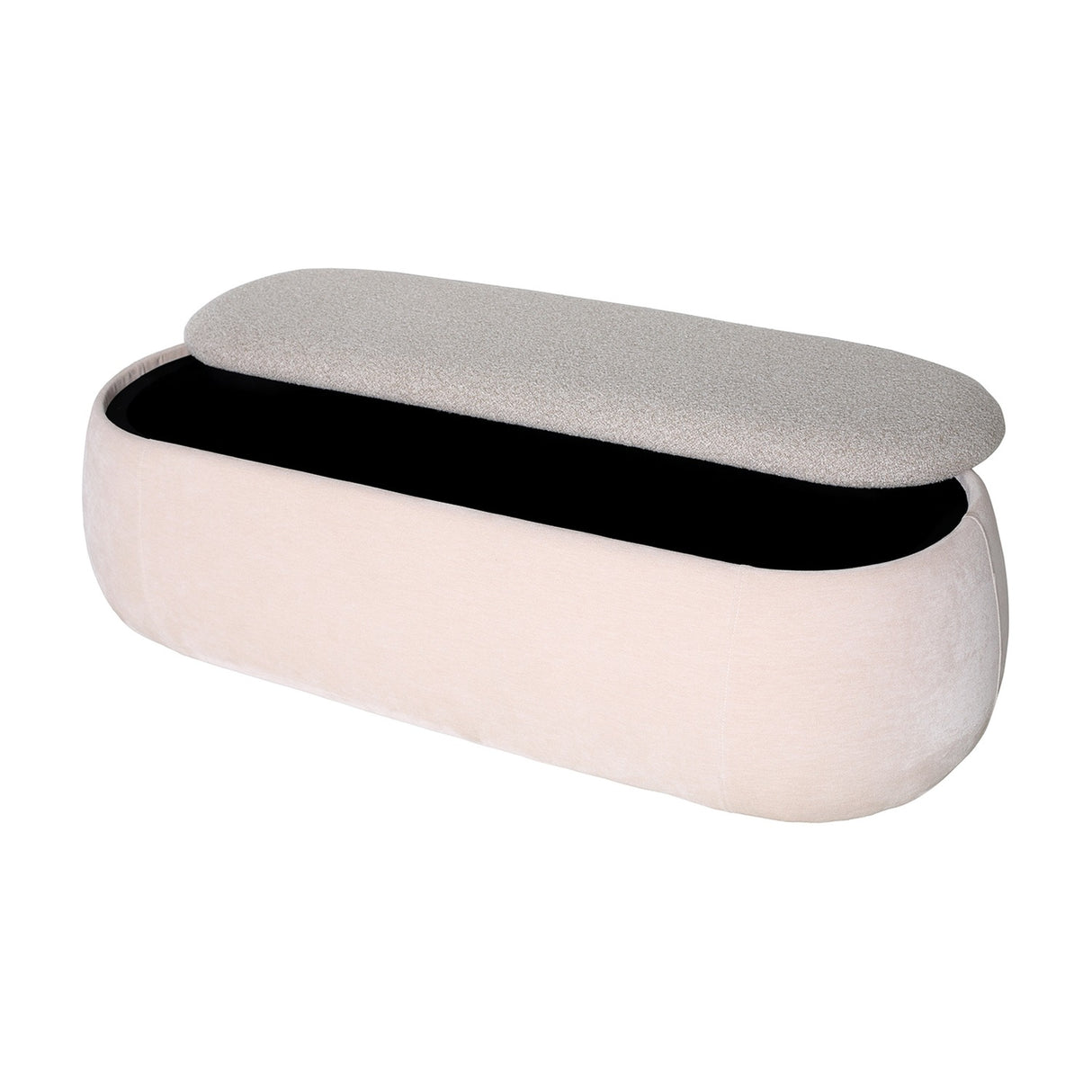 Velvet Boucle Storage Ottoman – Cream