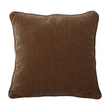 Libra Interiors Piped Plush Velvet Cushion in brown, a square 45x45cm low-pile velvet cushion with corded piping edging, shown on a plain white background.