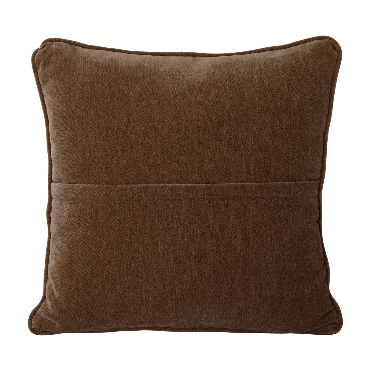 Libra Interiors Piped Plush Velvet Cushion in brown, square 45x45cm with corded piping and a slip pocket back, shown on a plain background.