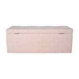 Libra Interiors Velvet Lift-Top Storage Ottoman in cream, a long rectangular bench with softly curved padded lid and short-pile velvet upholstery.