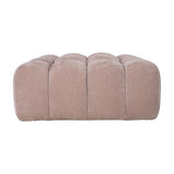 Libra Interiors Velvet Channelled Square Ottoman in cream, a low plush velvet stool with soft vertical channelled sections, shown on a white background.