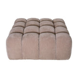 Libra Interiors Velvet Channelled Square Ottoman in cream, showing the plush channelled top and sides on a plain white background.