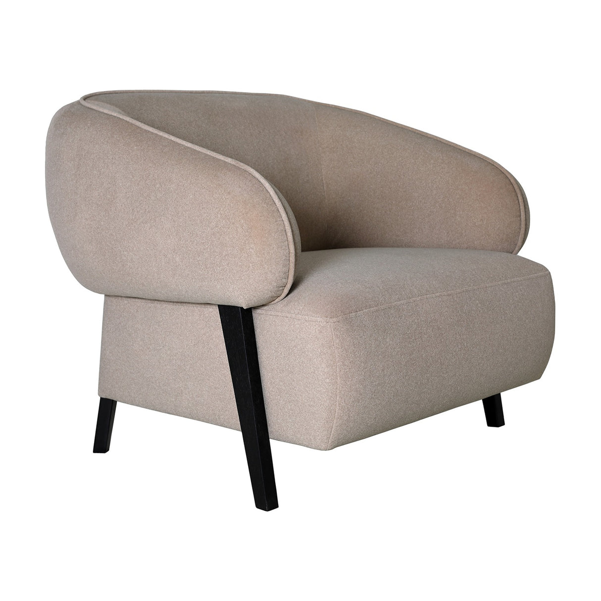 Brushed Velvet Curved Accent Armchair – Beige