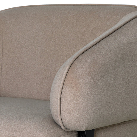 Brushed Velvet Curved Accent Armchair – Beige