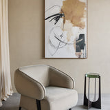 Brushed Velvet Curved Accent Armchair – Beige