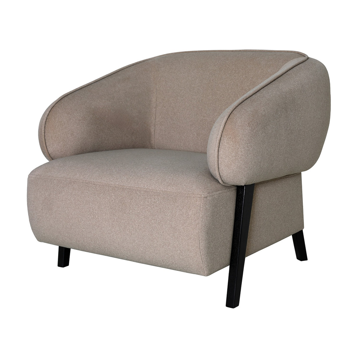 Brushed Velvet Curved Accent Armchair – Beige