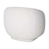 Libra Interiors Bouclé Swivel Accent Armchair in cream, shown from a top angle highlighting its rounded textured back and sculptural form on a white background.