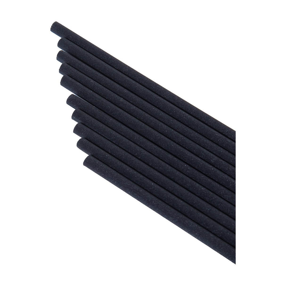 Libra Interiors Fibre 60cm replacement reed diffuser sticks in matt black synthetic fibre, shown fanned diagonally as a bundle on a plain white background.