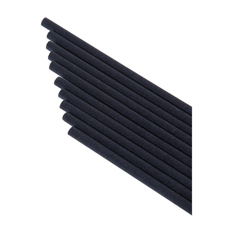 Libra Interiors Fibre 60cm replacement reed diffuser sticks in matt black synthetic fibre, shown fanned diagonally as a bundle on a plain white background.