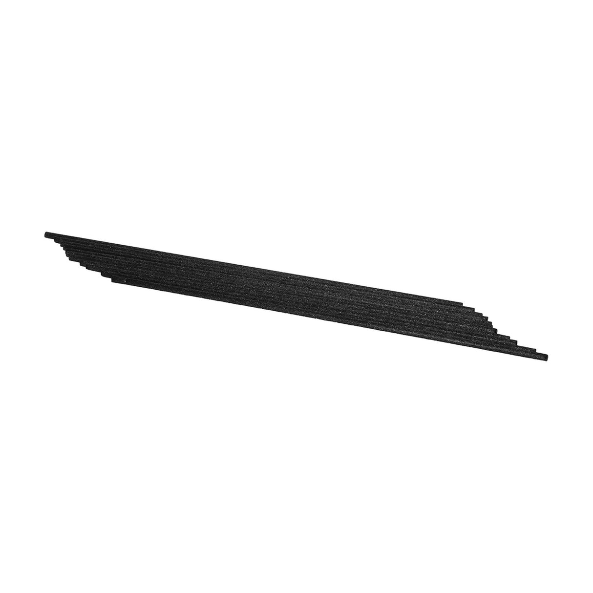 Libra Interiors black 20cm fibre replacement reed diffuser sticks, a fanned pack of 12 slim matt black reeds shown on a plain white background.