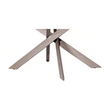 Libra Interiors extendable dining table base with angular intersecting metal legs in brushed grey, shown on a plain white background.